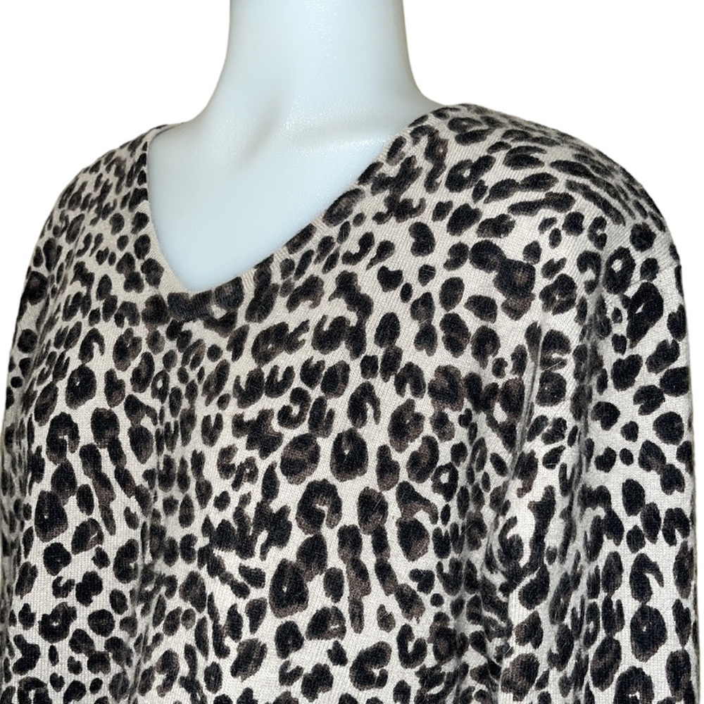 PARAPHRASE Wool Blend ANIMAL PRINT V Neck Sweater~L